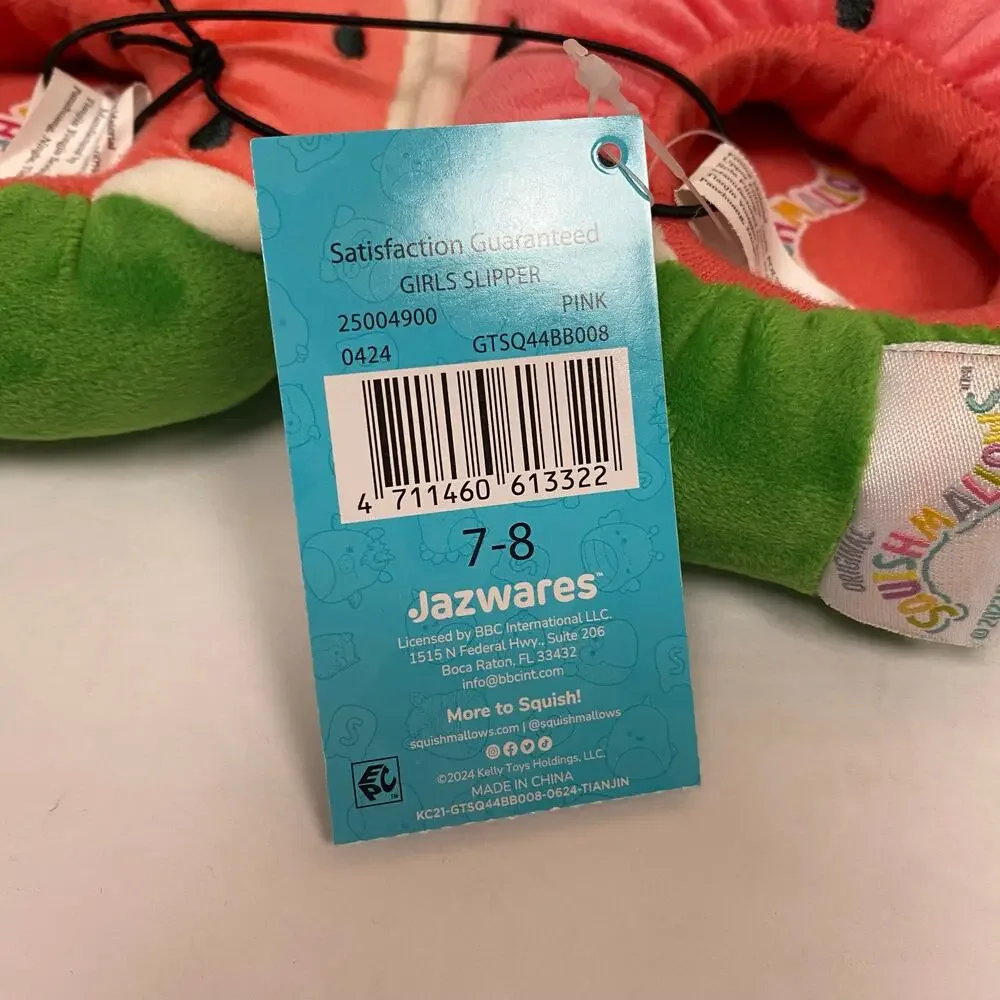 Squishmallows Kids Wanda the Watermelon Plush Slippers Size 7-8